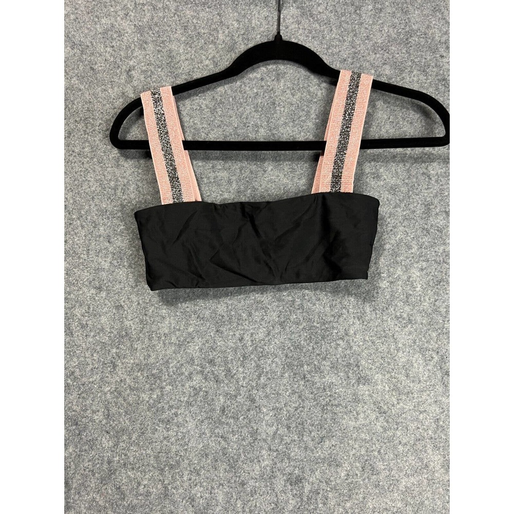 Revolve Bathing Suit Women Small Black Square Neck Thick Strap Stretch Top A2